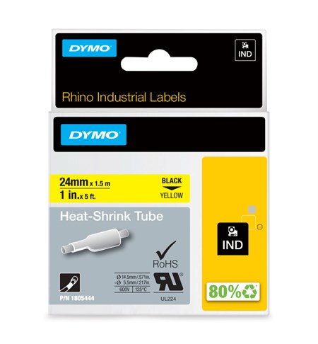 1805444 Dymo Industrial Heat-Shrink Tube Labels, 24mm x 1.5m